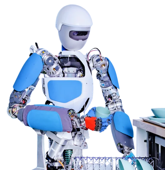 The humanoid neoDavid unloading a dishwasher
